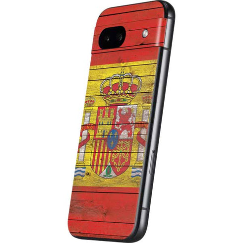 Spain Flag Dark Wood Google Pixel 8a Skin
